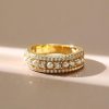 18K Gold Plated Sterling Silver Pearl and Round Cut Half Eternity Band (0.65 CT. TW.)