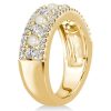 18K Gold Plated Sterling Silver Pearl and Round Cut Half Eternity Band (0.65 CT. TW.)