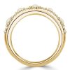 18K Gold Plated Sterling Silver Pearl and Round Cut Half Eternity Band (0.65 CT. TW.)