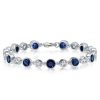 Alternating White and Blue Sapphire Tennis Bracelet in 925 Sterling Silver