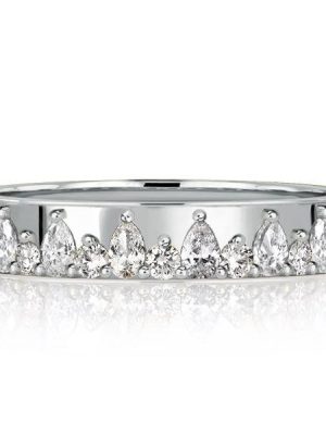 Pear & Round Half Eternity Wedding Band - 925 Sterling Silver