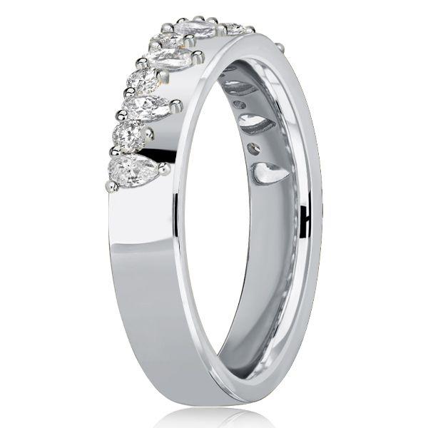 Pear & Round Half Eternity Wedding Band - 925 Sterling Silver