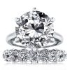 10.5CT Round Cut Simulated Diamond 925 Sterling Silver 6-Prong Engagement Ring Set