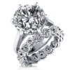 10.5CT Round Cut Simulated Diamond 925 Sterling Silver 6-Prong Engagement Ring Set
