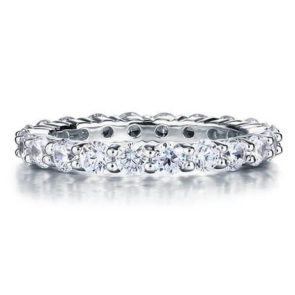 Eternity Stackable Band Set Sterling Silver Ruby Round & Baguette