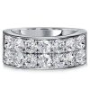 Two Row Round Cut Half Eternity Wedding Band in 925 Sterling Silver