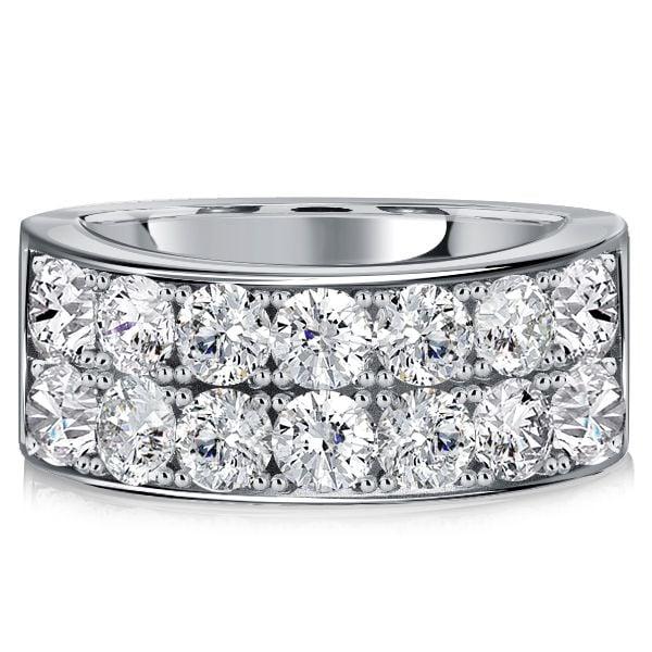 Two Row Round Cut Half Eternity Wedding Band in 925 Sterling Silver