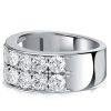 Two Row Round Cut Half Eternity Wedding Band in 925 Sterling Silver