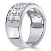 Two Row Round Cut Half Eternity Wedding Band in 925 Sterling Silver