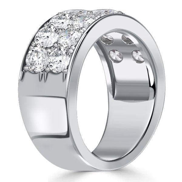 Two Row Round Cut Half Eternity Wedding Band in 925 Sterling Silver