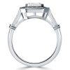 Emerald Cut Black Center Stone Vintage Halo Engagement Ring in Sterling Silver
