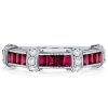 Vintage Style Ruby Baguette Cut Wedding Band | 1.06 CT TW in Sterling Silver