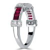 Vintage Style Ruby Baguette Cut Wedding Band | 1.06 CT TW in Sterling Silver