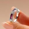 Vintage Style Ruby Baguette Cut Wedding Band | 1.06 CT TW in Sterling Silver
