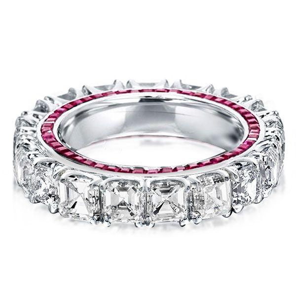 Eternity Asscher Cut White Sapphire Wedding Band - Sterling Silver