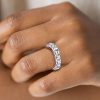 Eternity Asscher Cut White Sapphire Wedding Band - Sterling Silver