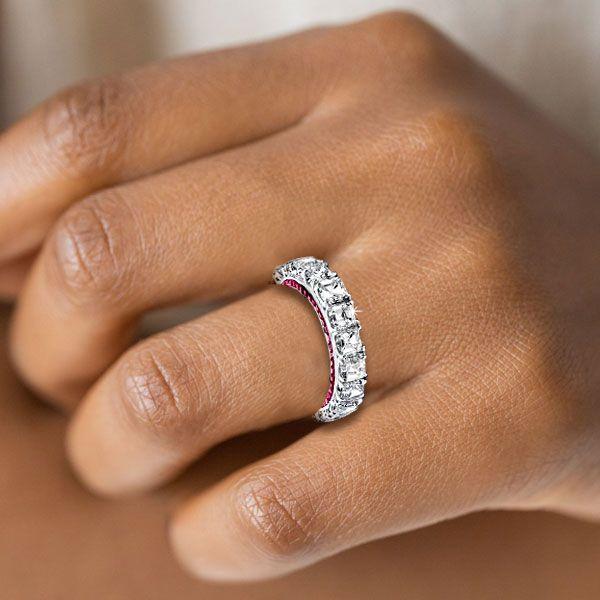 Eternity Asscher Cut White Sapphire Wedding Band - Sterling Silver