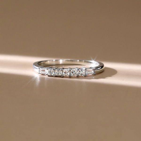 Five Stone Cushion Cut Wedding Band for Women in Sterling Silver