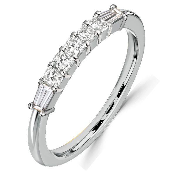 Five Stone Cushion Cut Wedding Band for Women in Sterling Silver