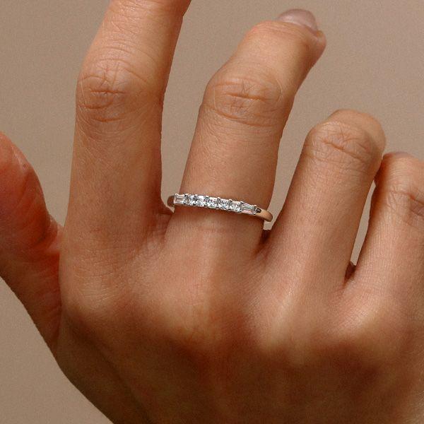 Five Stone Cushion Cut Wedding Band for Women in Sterling Silver
