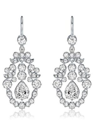 Vintage Style White Sapphire Drop Earrings in Sterling Silver