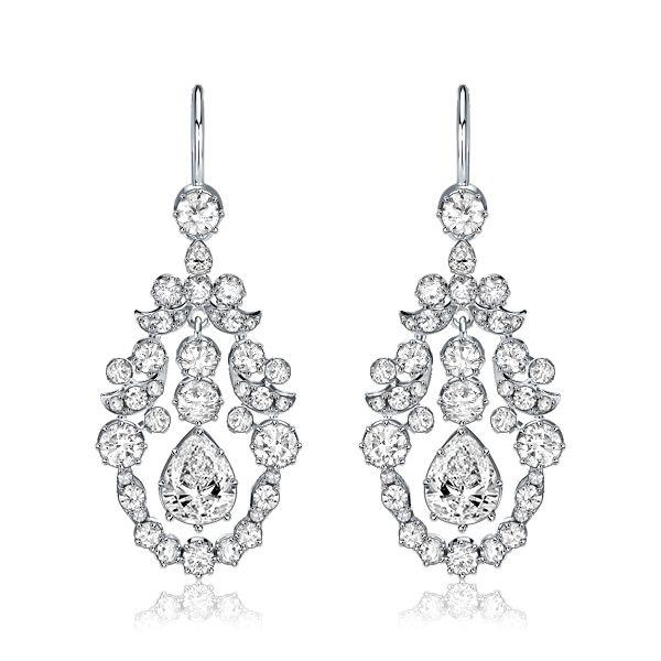 Vintage Style White Sapphire Drop Earrings in Sterling Silver