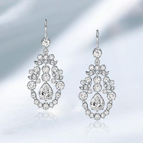 Vintage Style White Sapphire Drop Earrings in Sterling Silver