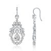 Vintage Style White Sapphire Drop Earrings in Sterling Silver