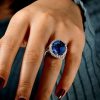 Sterling Silver Split Shank Halo Engagement Ring with 8.86 CT Center Stone