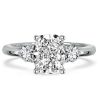 Three Stone Cushion Cut Engagement Ring in Sterling Silver with High-Carat Look
