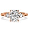 Three Stone Cushion Cut Engagement Ring in Sterling Silver with High-Carat Look