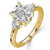 Three Stone Cushion Cut Engagement Ring in Sterling Silver with High-Carat Look