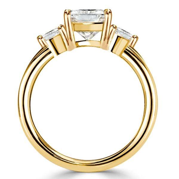 Three Stone Cushion Cut Engagement Ring in Sterling Silver with High-Carat Look