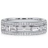 Emerald Cut Half Eternity Wedding Band - Sterling Silver Channel Set Ring