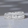 Emerald Cut Half Eternity Wedding Band - Sterling Silver Channel Set Ring