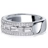 Emerald Cut Half Eternity Wedding Band - Sterling Silver Channel Set Ring