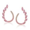 Rose Gold Pink Sapphire Hoop Earrings - 18K Plated Sterling Silver