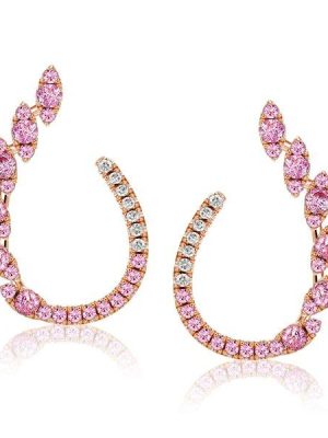 Rose Gold Pink Sapphire Hoop Earrings - 18K Plated Sterling Silver