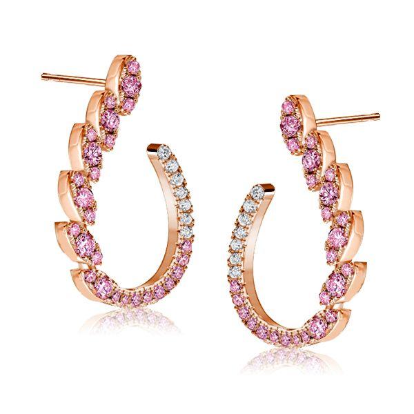 Rose Gold Pink Sapphire Hoop Earrings - 18K Plated Sterling Silver