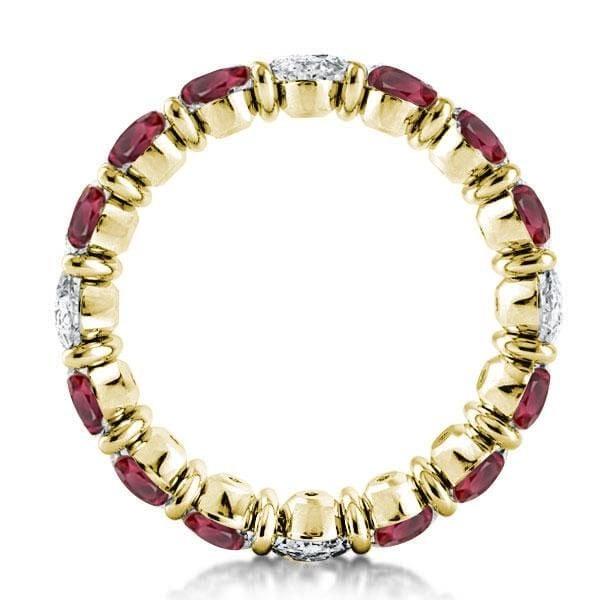 18K Gold Plated Oval Eternity Wedding Band with Created White Sapphire, 5.65 CT. TW.