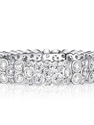 Serpent Scale Eternity Band Ring for Women in 925 Sterling Silver with Round Cut Stones