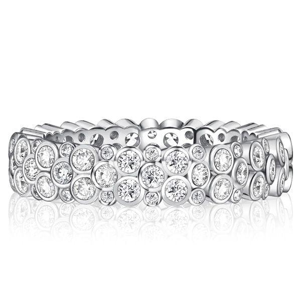 Serpent Scale Eternity Band Ring for Women in 925 Sterling Silver with Round Cut Stones