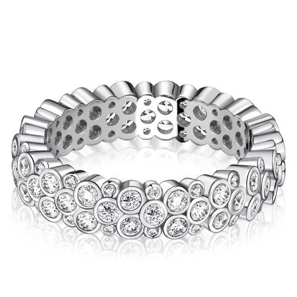 Serpent Scale Eternity Band Ring for Women in 925 Sterling Silver with Round Cut Stones
