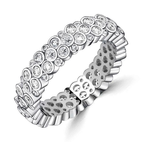 Serpent Scale Eternity Band Ring for Women in 925 Sterling Silver with Round Cut Stones