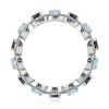 Eternity Band Ring with Milgrain Aquamarine and Blue Sapphire in Sterling Silver