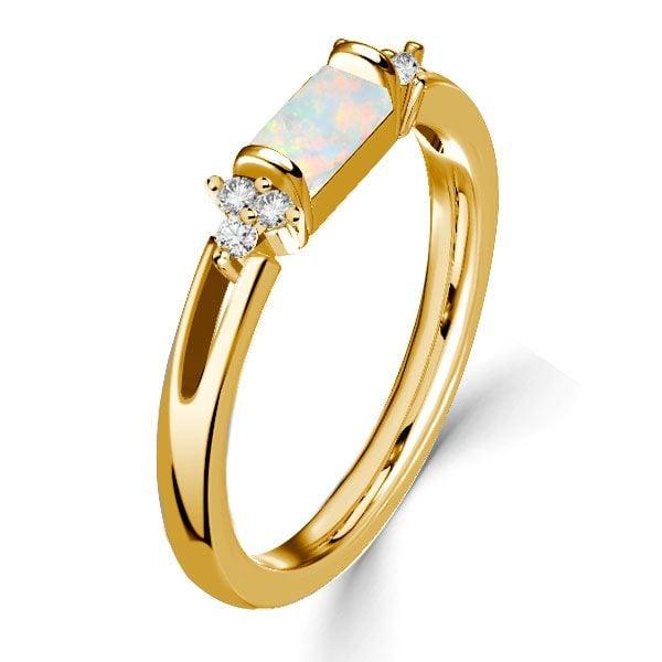 Vintage Opal Wedding Band Ring for Women in Sterling Silver with Rhodium Plating