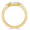 Vintage Opal Wedding Band Ring for Women in Sterling Silver with Rhodium Plating