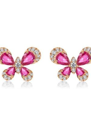 Rose Gold Butterfly Stud Earrings - 18K Plated Sterling Silver