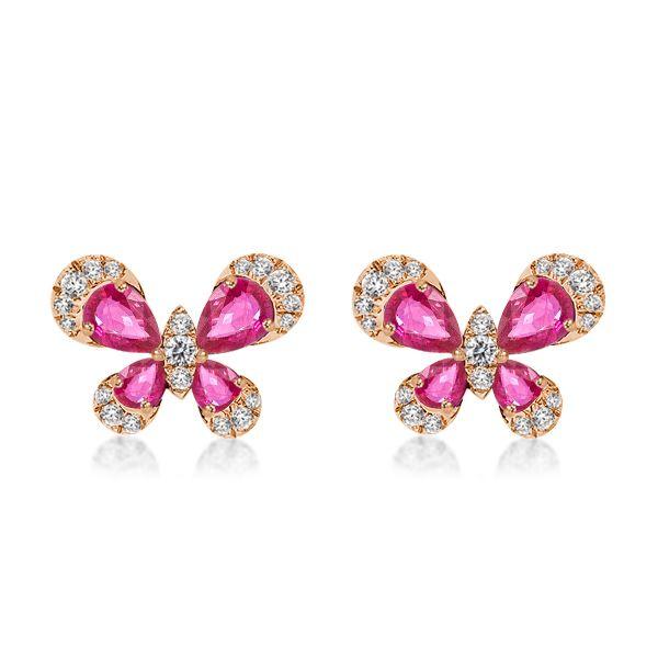 Rose Gold Butterfly Stud Earrings - 18K Plated Sterling Silver