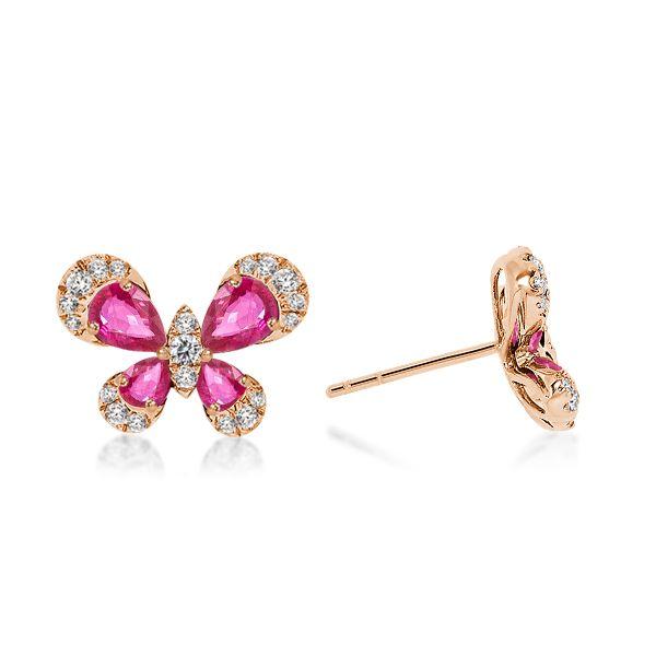 Rose Gold Butterfly Stud Earrings - 18K Plated Sterling Silver